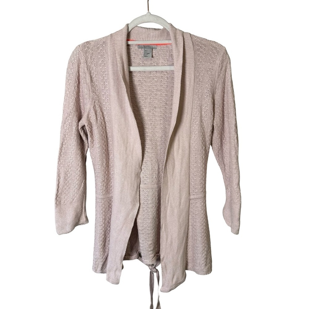 H&M Light Pink Open Cardigan Sweater Size S Lightweight Knit Spring Blush